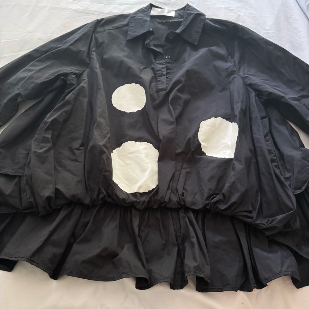 Black Shirt with White Circle Accents